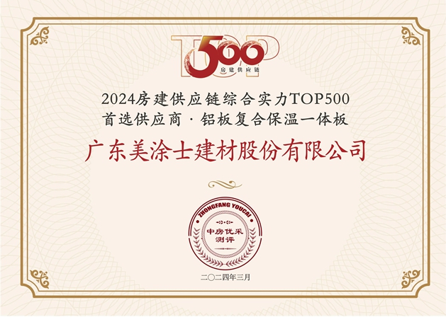 美塗士連續十年蟬聯500強首選供應商品牌
