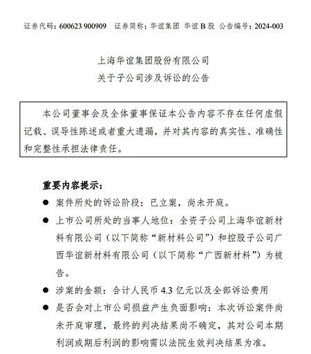 上海華誼遭遇丙烯酸專(zhuan) 利侵權訴訟索賠4.3億(yi) ！