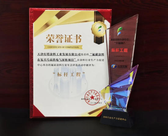 北新燈塔“氟碳塗料在複興(xing) 號高鐵電氣屏櫃項目”榮獲“標杆工程”