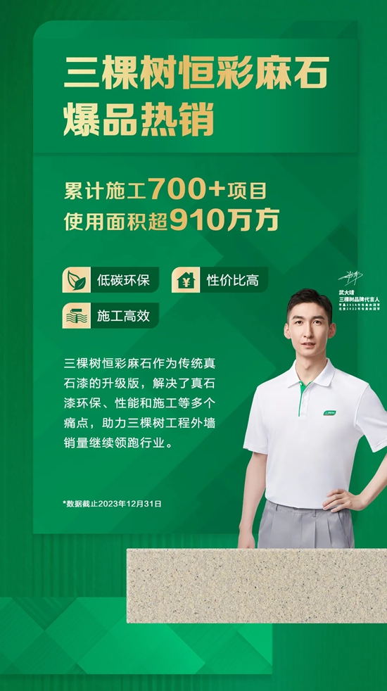 三棵樹恒彩麻石為(wei) 高品質建築外牆提供全新綠色塗裝方案，使居民長住久安