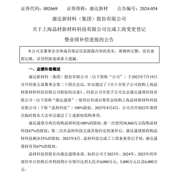 補償(chang) 15544萬(wan) 元！收購公司未完成業(ye) 績承諾