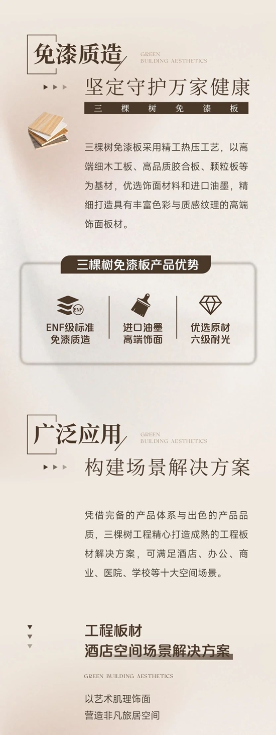 三棵樹工程板材，打造室內(nei) 精裝與(yu) 改造煥新全場景美學空間