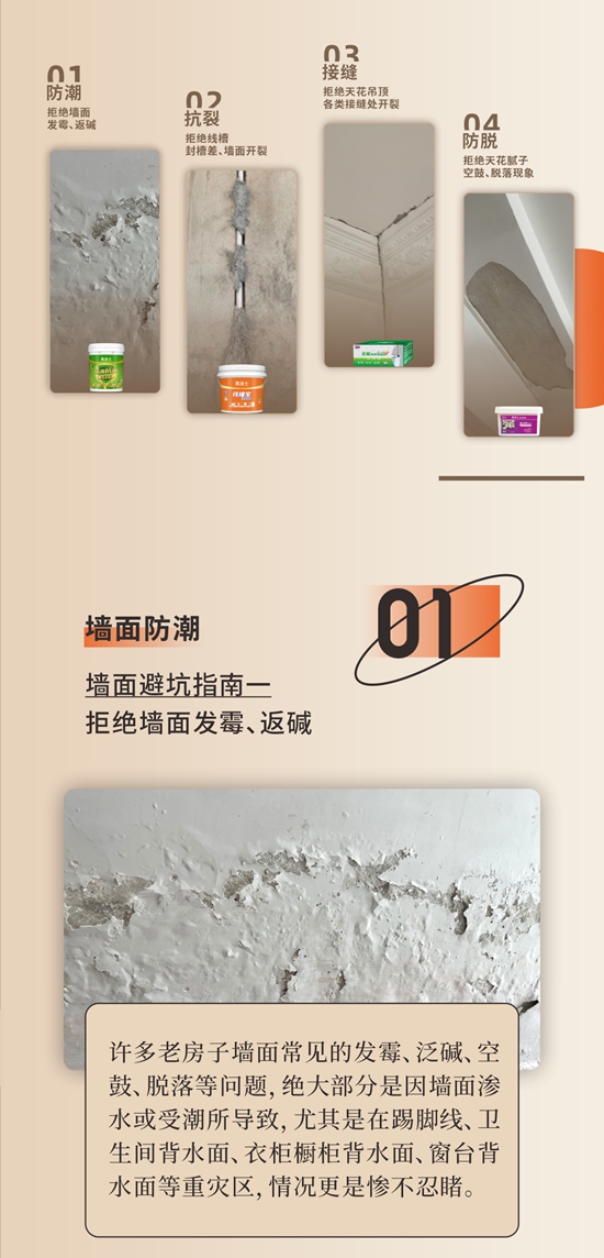 防潮、抗裂、接縫、防脫，牆麵弊病一步搞定！
