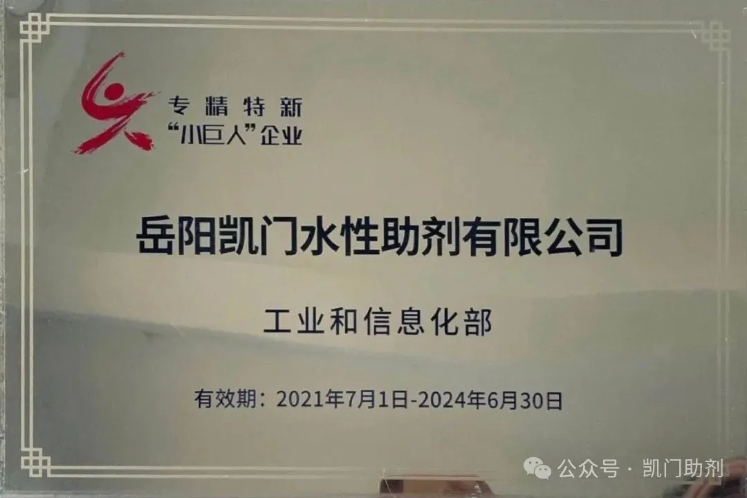 凱門助劑通過國家專精特新“小巨人”複核