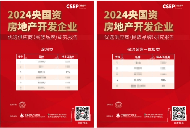 富思特入選2024央國資房地產開發企業優選供應商
