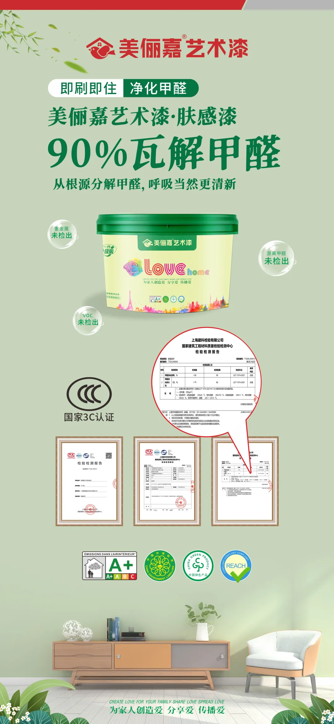 美儷嘉膚感漆：除醛新紀元，空氣淨化性能再獲權威認證！