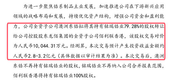 1個小目標收購控股子公司大項目，化工巨頭被指下山摘桃子