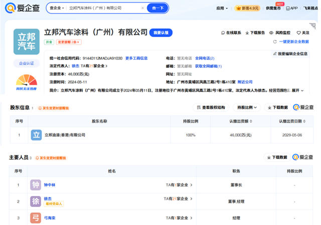 股東變更！南北布局！立邦最大汽車塗料生產基地一期項目啟動試生產