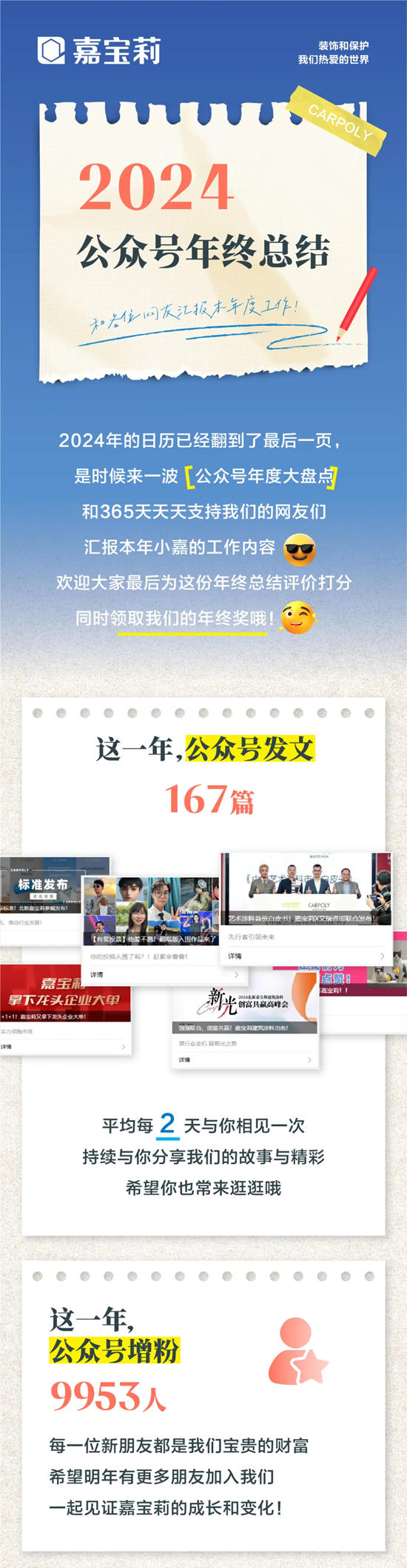 嘉寶莉：和各位網友匯報本年度工作！