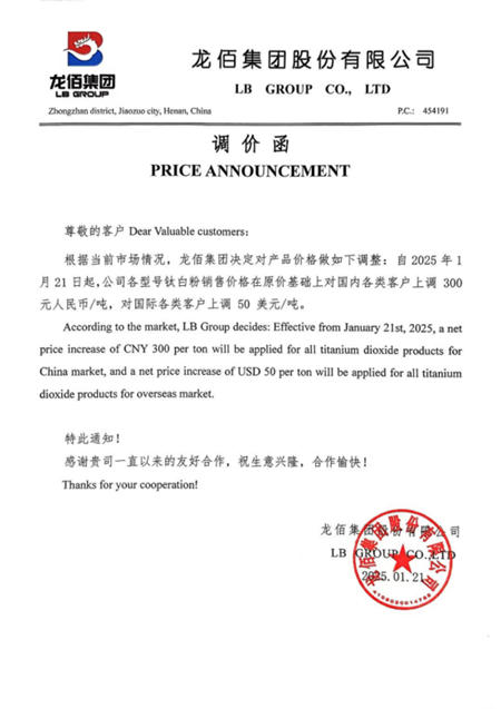 被歐盟征收反傾銷稅後，中國出口鈦白粉迎來首漲