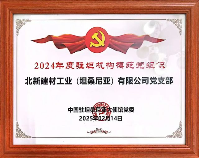 坦桑北新榮登中國建材股份2024年度十佳國際化優秀企業榜單
