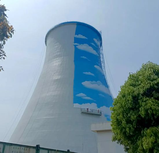 魚童助力寧波久豐熱電冷卻塔“美顏”成功！“綠色”畫卷為城市添彩！