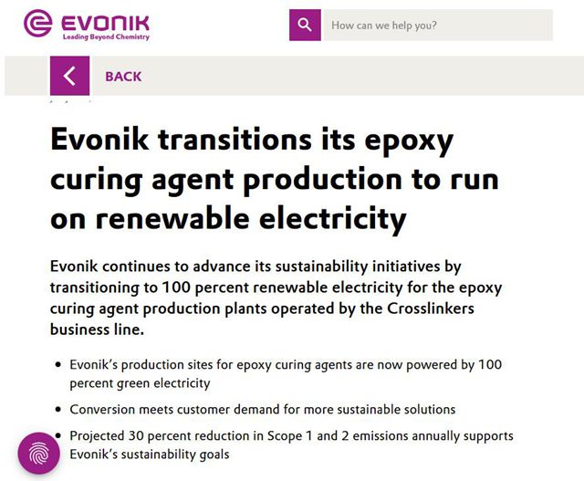 行業寒冬下的逆勢操作！贏創全球環氧工廠全換綠電，年減排30%夠硬核