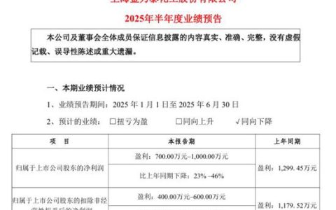 金力泰上半年業績下滑，兩大因素成“元凶”